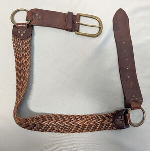 Linea Pelle Two Tone Brown Braided Leather Belt